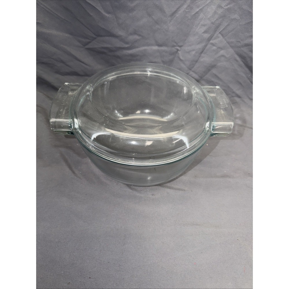 Vintage Pyrex Made In France Clear Glass  Bowl #454 P W/Lid 454 S Great Shape!